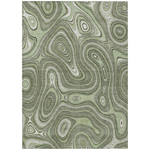 10' X 14' Artichoke Green And Ivory Geometric Washable Indoor Outdoor Area Rug - Artichoke Green, Ivory