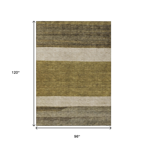 8' X 10' Coffee Ivory And Gray Abstract Washable Indoor Outdoor Area Rug