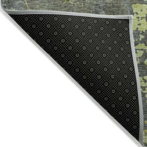 10' X 14' Fern Green Gray And Olive Green Abstract Washable Indoor Outdoor Area Rug