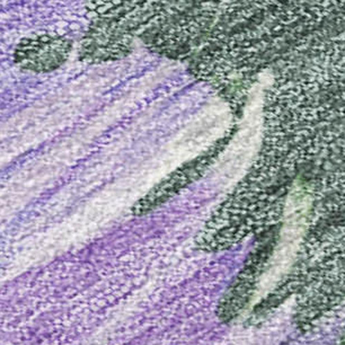 8' X 10' Lavender And Artichoke Green Floral Washable Indoor Outdoor Area Rug