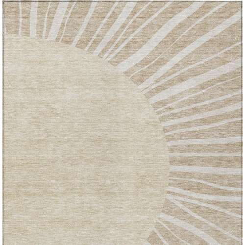 8' X 10' Beige And Khaki Abstract Washable Indoor Outdoor Area Rug