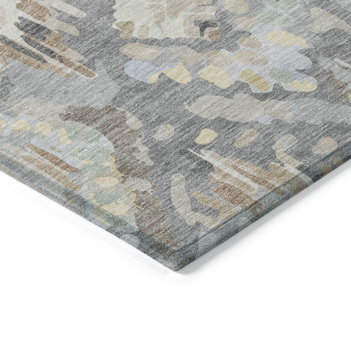 8' X 10' Gray And Brown Geometric Washable Indoor Outdoor Area Rug