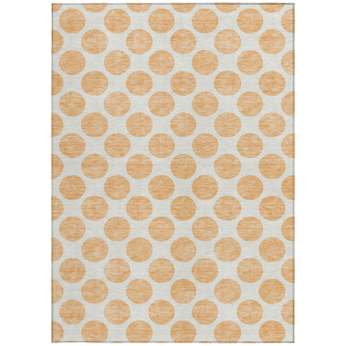 8' X 10' Peach And Ivory Polka Dot Washable Indoor Outdoor Area Rug