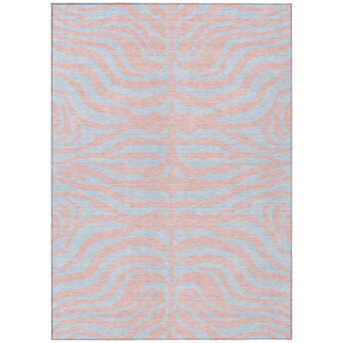 8' X 10' Pink And Gray Animal Print Washable Indoor Outdoor Area Rug
