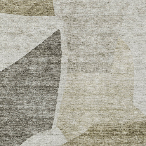 9' X 12' Taupe Brown And Beige Abstract Washable Indoor Outdoor Area Rug