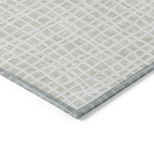 10' X 14' Ivory And Beige Striped Washable Indoor Outdoor Area Rug
