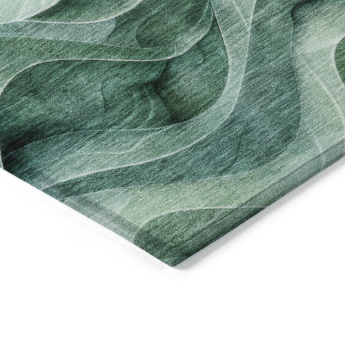 8' X 10' Teal Blue Abstract Washable Indoor Outdoor Area Rug Transitional Style - Teal Blue Color