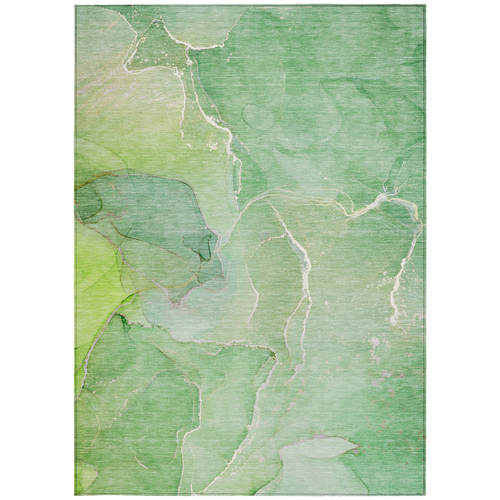10' X 14' Green Abstract Washable Non Skid Indoor Outdoor Area Rug