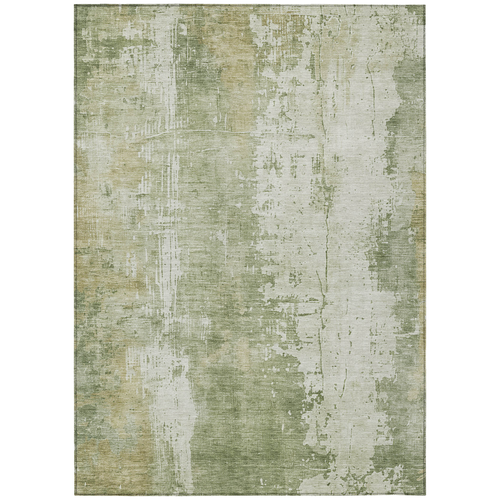9' X 12' Sage And Ivory Abstract Washable Indoor Outdoor Area Rug