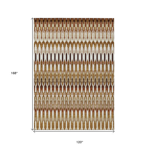 10' X 14' Terra Cotta Beige And Red Southwestern Washable Indoor Outdoor Area Rug