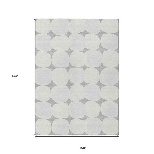 9' X 12' Gray And Beige Abstract Washable Indoor Outdoor Area Rug