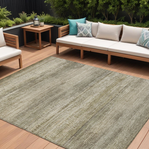 10' X 14' Taupe And Beige Abstract Washable Indoor Outdoor Area Rug - Taupe, Beige