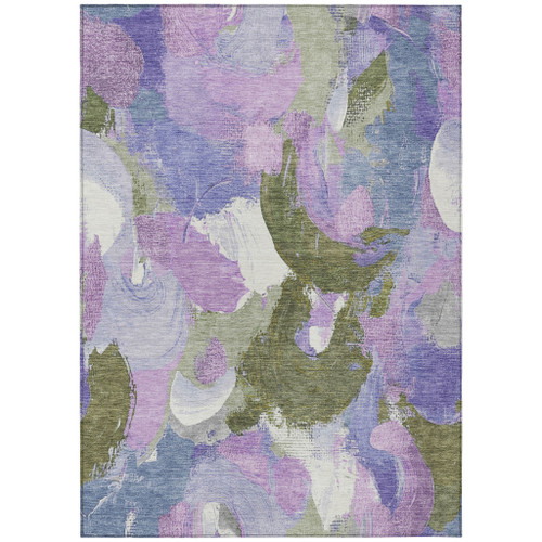 10' X 14' Lavender Ivory And Sage Abstract Washable Indoor Outdoor Area Rug