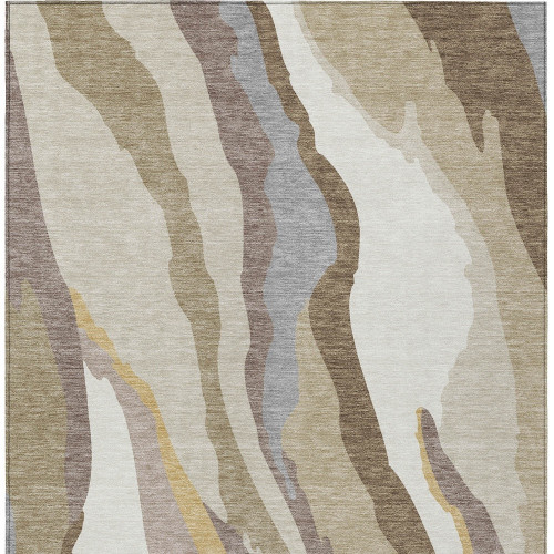 8' X 10' Beige Brown And Gray Abstract Washable Indoor Outdoor Area Rug - Beige, Brown, Gray