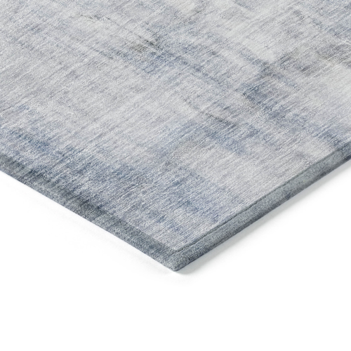 8' Blue Gray And Ivory Round Abstract Washable Indoor Outdoor Area Rug