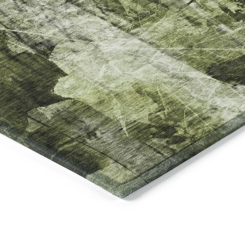 8' X 10' Green Floral Washable Non Skid Indoor Outdoor Area Rug