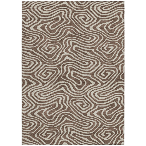 9' X 12' Brown And Beige Abstract Washable Indoor Outdoor Area Rug