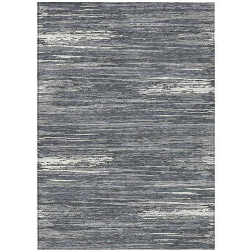 8' X 10' Gray And Ivory Striped Washable Indoor Outdoor Area Rug