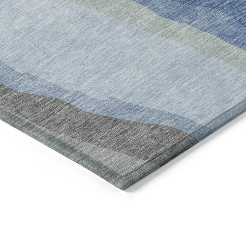 10' X 14' Blue Gray And Ivory Abstract Washable Indoor Outdoor Area Rug