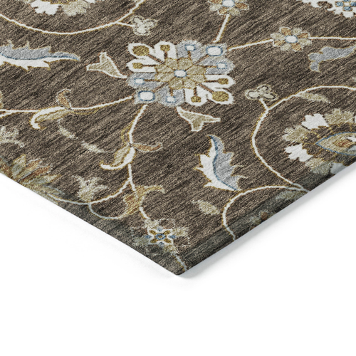10' X 14' Chocolate Ivory And Gray Moroccan Washable Indoor Outdoor Area Rug