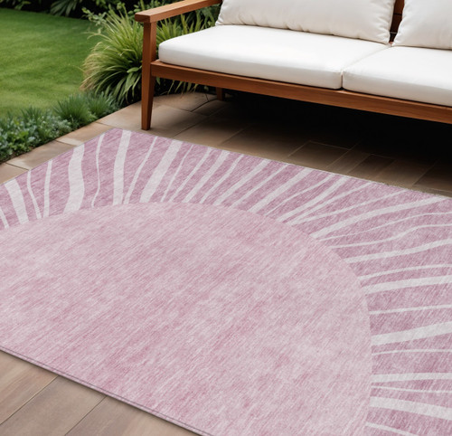 10' X 14' Blush Pink And Mauve Abstract Washable Indoor Outdoor Area Rug