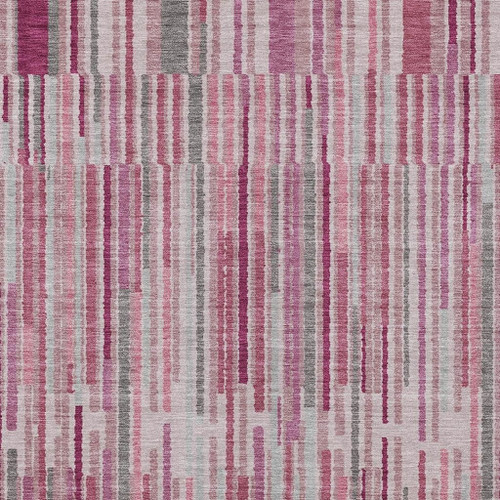 10' X 14' Blush And Ivory Striped Washable Indoor Outdoor Area Rug - Blush, Ivory