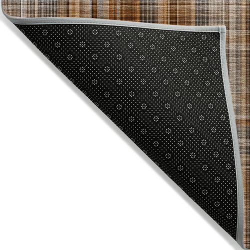 10' X 14' Terra Cotta Plaid Washable Non Skid Indoor Outdoor Area Rug