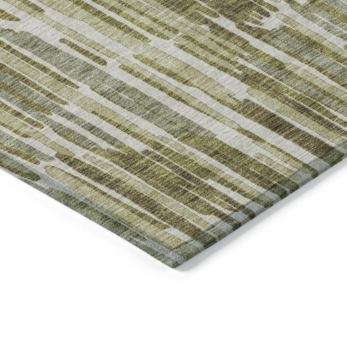 10' X 14' Olive Green Brown And Beige Abstract Washable Indoor Outdoor Area Rug