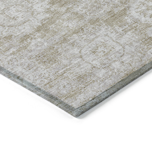 9' X 12' Beige Tan And Gray Floral Washable Indoor Outdoor Area Rug