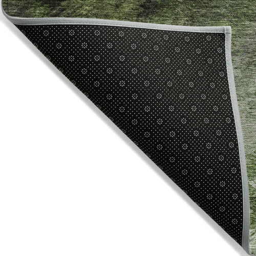 10' X 14' Green Artichoke Green And Gray Abstract Washable Indoor Outdoor Area Rug