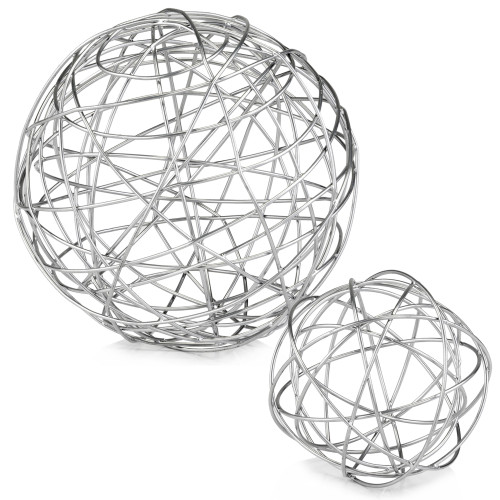 12" Silver Iron Decorative Orb Tabletop Sculpture