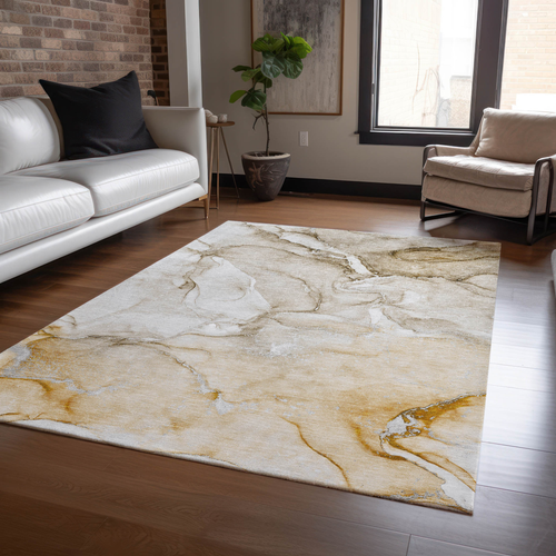 10' X 14' Brown Abstract Washable Non Skid Indoor Outdoor Area Rug