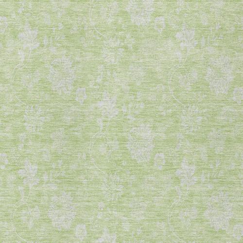 9' X 12' Artichoke Green Mint Green And Ivory Floral Washable Indoor Outdoor Area Rug
