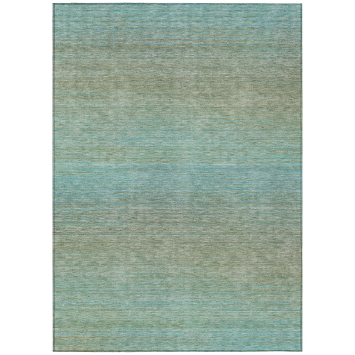 9' X 12' Teal Blue Striped Washable Indoor Outdoor Area Rug