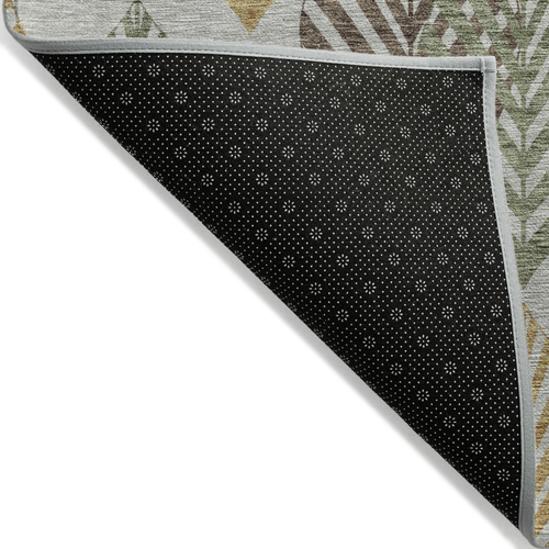 10' X 14' Gray Silver And Teal Blue Floral Washable Indoor Outdoor Area Rug
