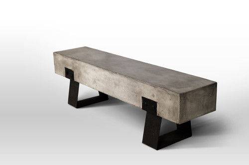Homeroots Living Room 18" Concrete and Metal Bench