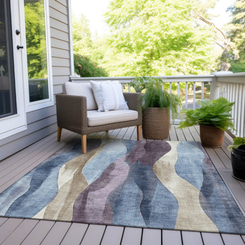 Abstract Washable Indoor Outdoor Area Rug