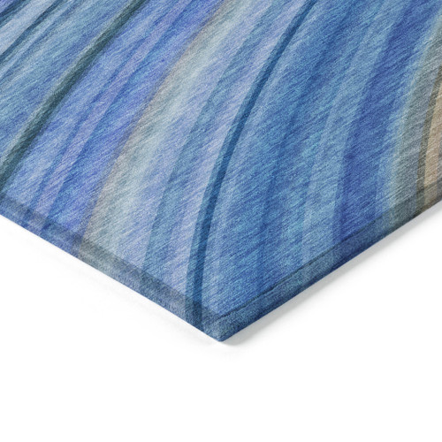 3' X 5' Blue Denim Blue And Sky Blue Abstract Washable Indoor Outdoor Area Rug