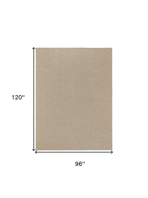 8' X 10' Natural And Light Brown Geometric Indoor Outdoor Area Rug