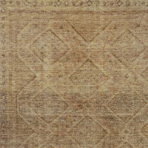 5' X 8' Khaki And Beige Geometric Washable Indoor Outdoor Area Rug