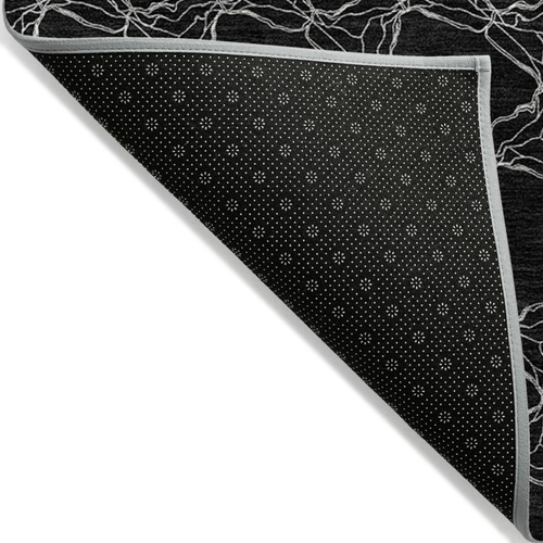 3' X 5' Black And White Geometric Washable Indoor Outdoor Area Rug