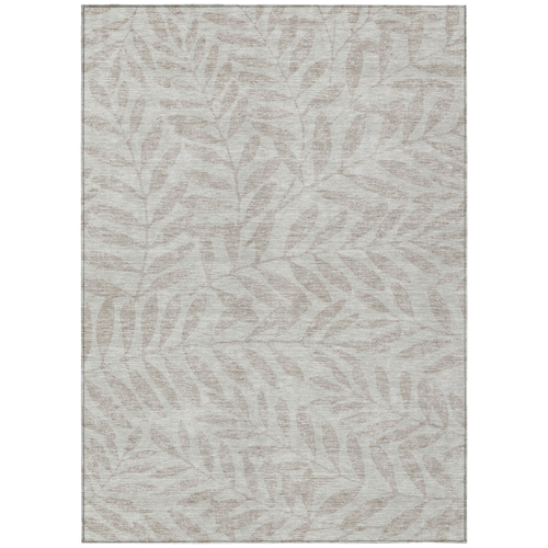 5' X 8' Taupe And Beige Floral Washable Indoor Outdoor Area Rug