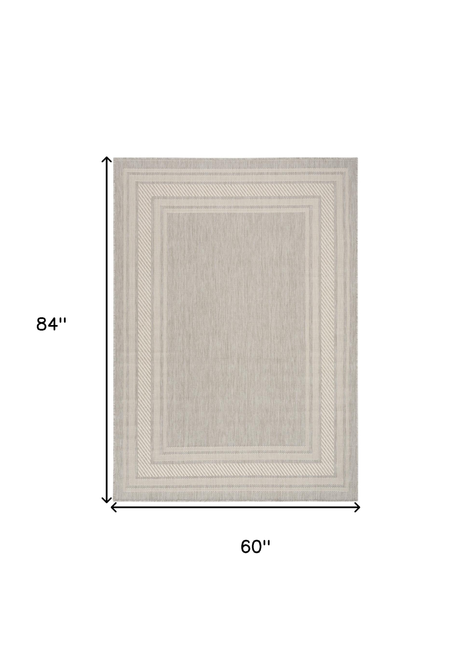 5' X 7' Gray Geometric Indoor Outdoor Area Rug
