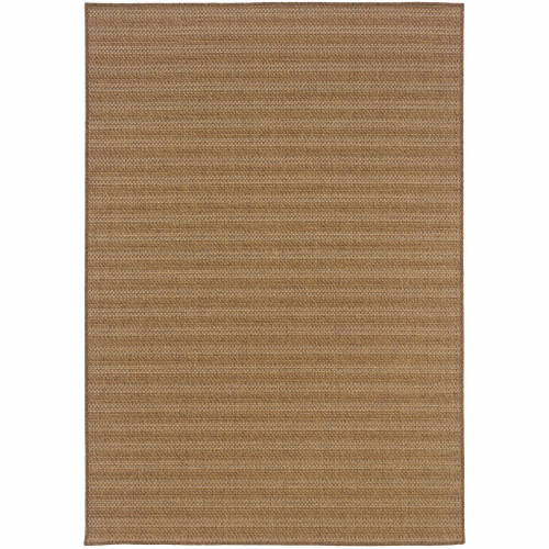 2' X 4' Tan Striped Stain Resistant Indoor Outdoor Area Rug