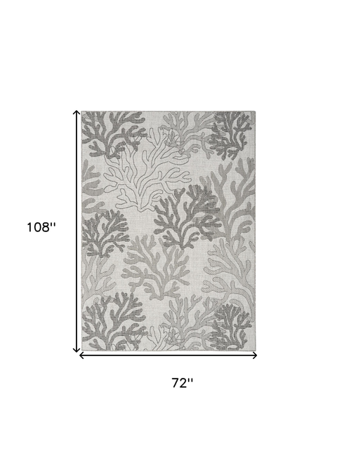 6' X 9' Gray Black And Ivory Nautical Indoor Outdoor Area Rug