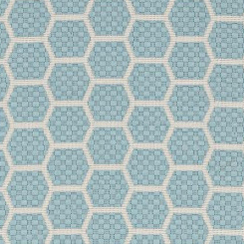 6' Aqua And Ivory Geometric Indoor Outdoor Area Rug
