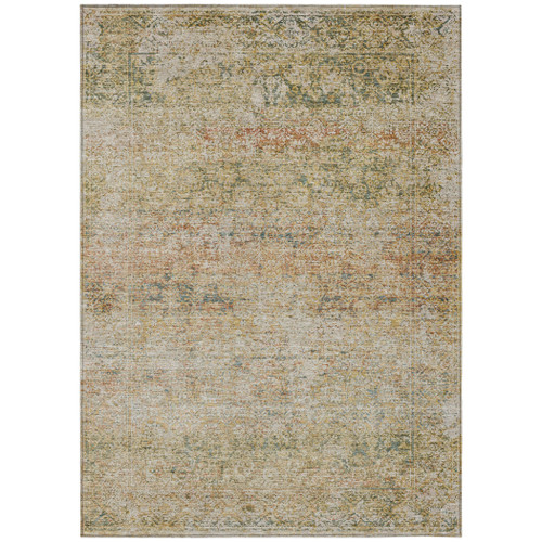 5' X 8' Gold And Beige Abstract Washable Indoor Outdoor Area Rug
