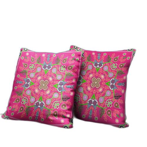 18" x 18" Hot Pink Blown Seam Paisley Indoor Outdoor Throw Pillow
