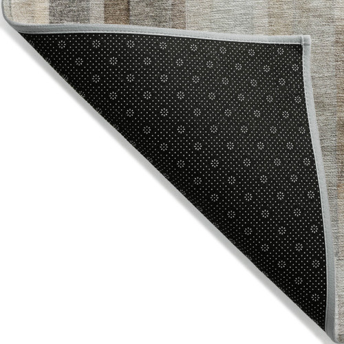 3' X 5' Taupe And Gray Striped Washable Indoor Outdoor Area Rug