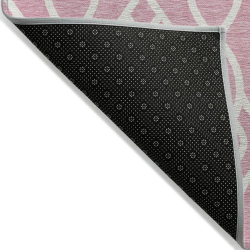 5' X 8' Pink And Ivory Trellis Washable Indoor Outdoor Area Rug